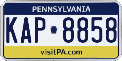 PA license plate KAP8858