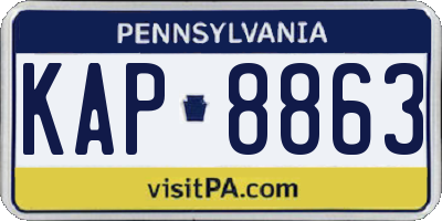 PA license plate KAP8863