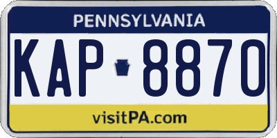 PA license plate KAP8870