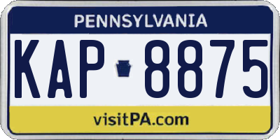 PA license plate KAP8875