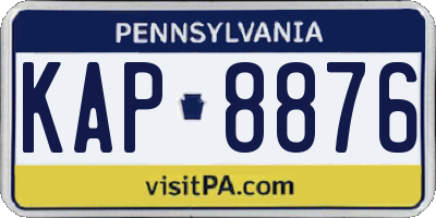 PA license plate KAP8876