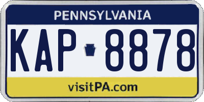 PA license plate KAP8878