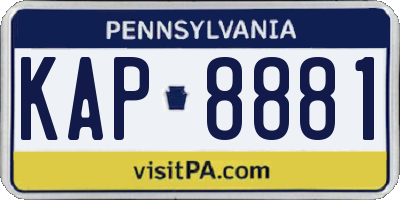 PA license plate KAP8881