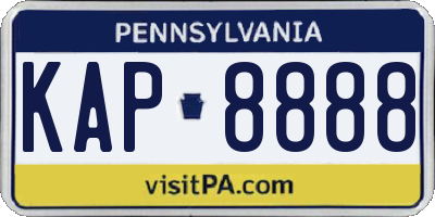 PA license plate KAP8888
