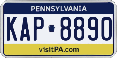 PA license plate KAP8890