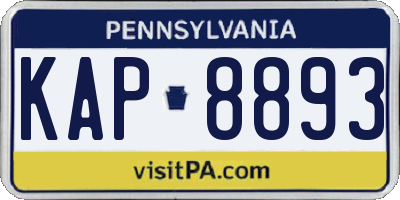 PA license plate KAP8893