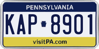 PA license plate KAP8901