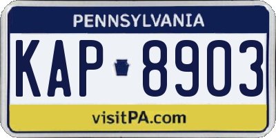 PA license plate KAP8903