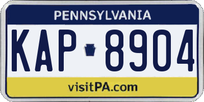PA license plate KAP8904