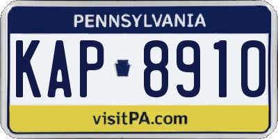 PA license plate KAP8910