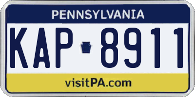 PA license plate KAP8911