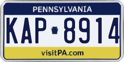 PA license plate KAP8914