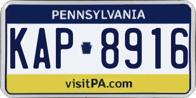 PA license plate KAP8916
