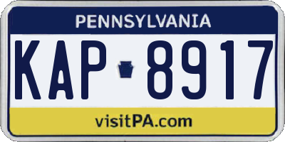 PA license plate KAP8917