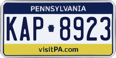 PA license plate KAP8923