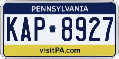 PA license plate KAP8927