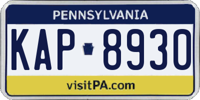 PA license plate KAP8930