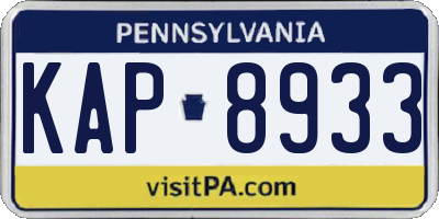 PA license plate KAP8933