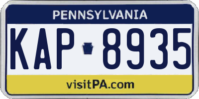 PA license plate KAP8935
