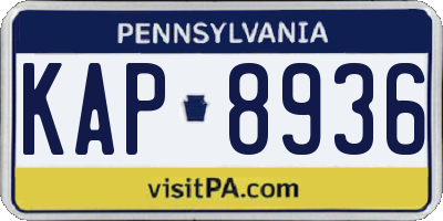 PA license plate KAP8936