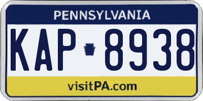 PA license plate KAP8938