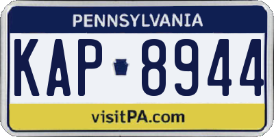 PA license plate KAP8944