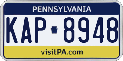 PA license plate KAP8948
