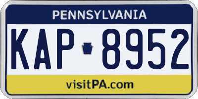 PA license plate KAP8952