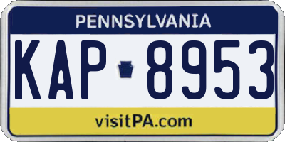 PA license plate KAP8953