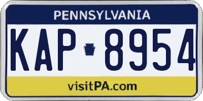 PA license plate KAP8954