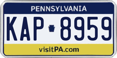PA license plate KAP8959