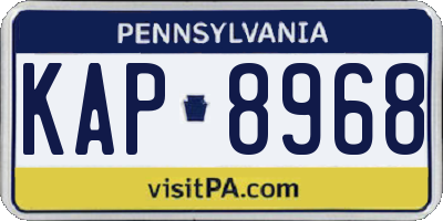 PA license plate KAP8968