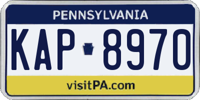 PA license plate KAP8970