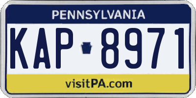 PA license plate KAP8971