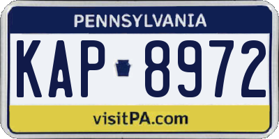 PA license plate KAP8972