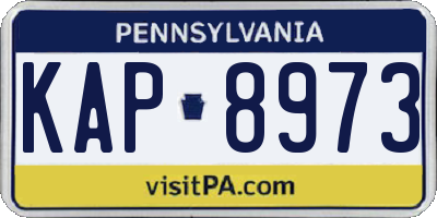 PA license plate KAP8973