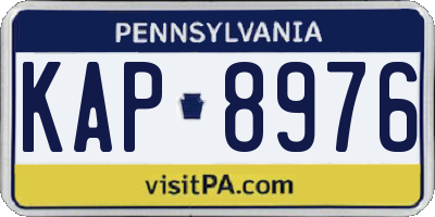 PA license plate KAP8976