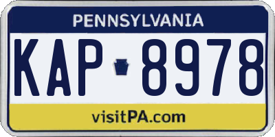 PA license plate KAP8978