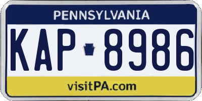 PA license plate KAP8986