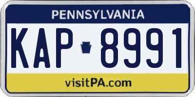 PA license plate KAP8991