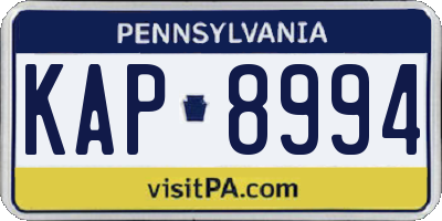 PA license plate KAP8994