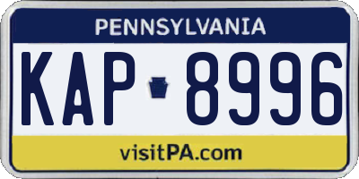 PA license plate KAP8996