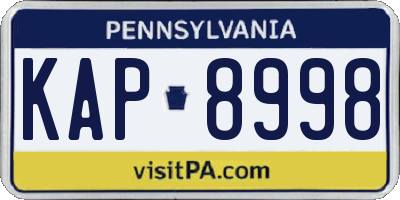 PA license plate KAP8998