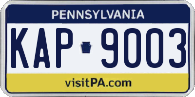 PA license plate KAP9003