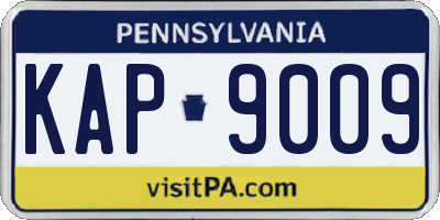 PA license plate KAP9009