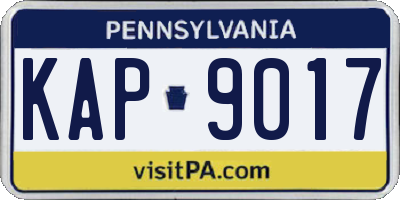 PA license plate KAP9017