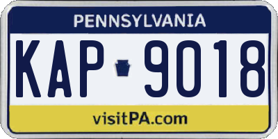 PA license plate KAP9018