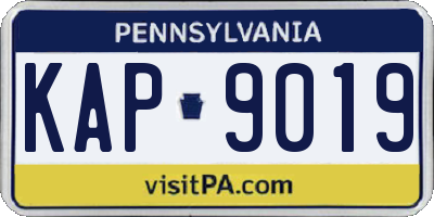 PA license plate KAP9019