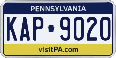 PA license plate KAP9020