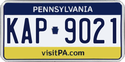 PA license plate KAP9021